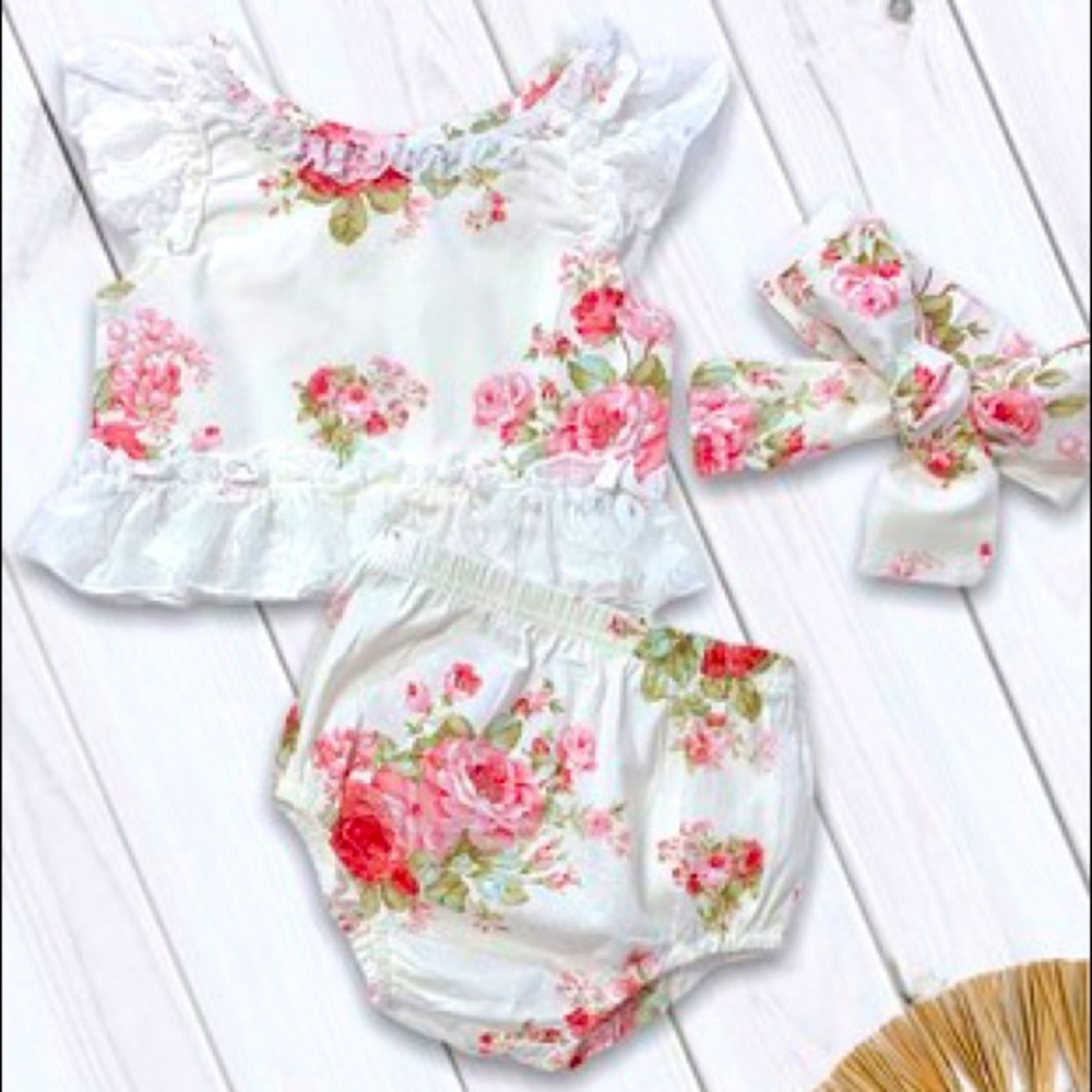 Floral 3 piece baby girl set